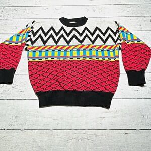 Chateau Women’s Multicolor Geometric Knit Crew Pullover Sweater M